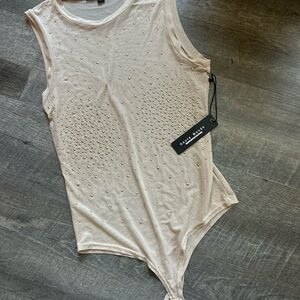Beige Studded Sleeveless Top